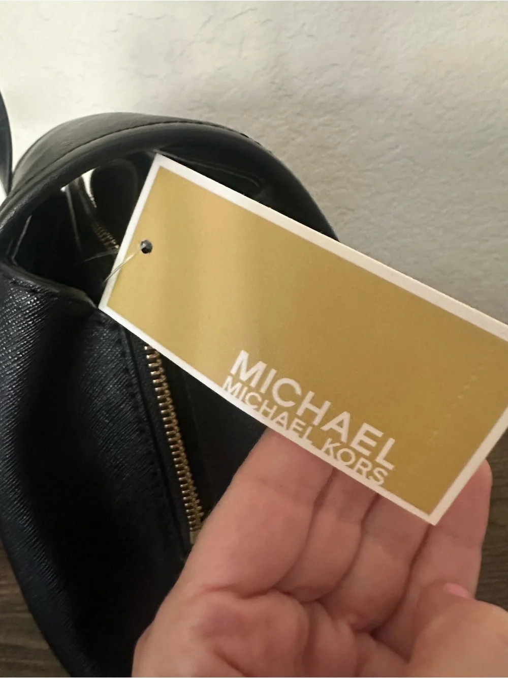 Michael Kors Black Saffiano Leather Mini Backpack with Gold Hardware
